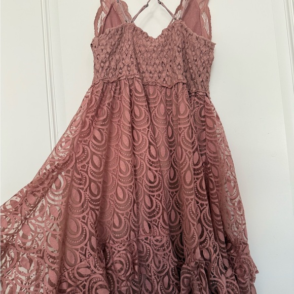 Free People Adella Lace Boho is Slip Dress in Mauve Size Small - Picture 5 of 5